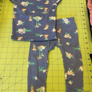 Carter's Blue Pajama Set with Monkeys Green and Pink Accents